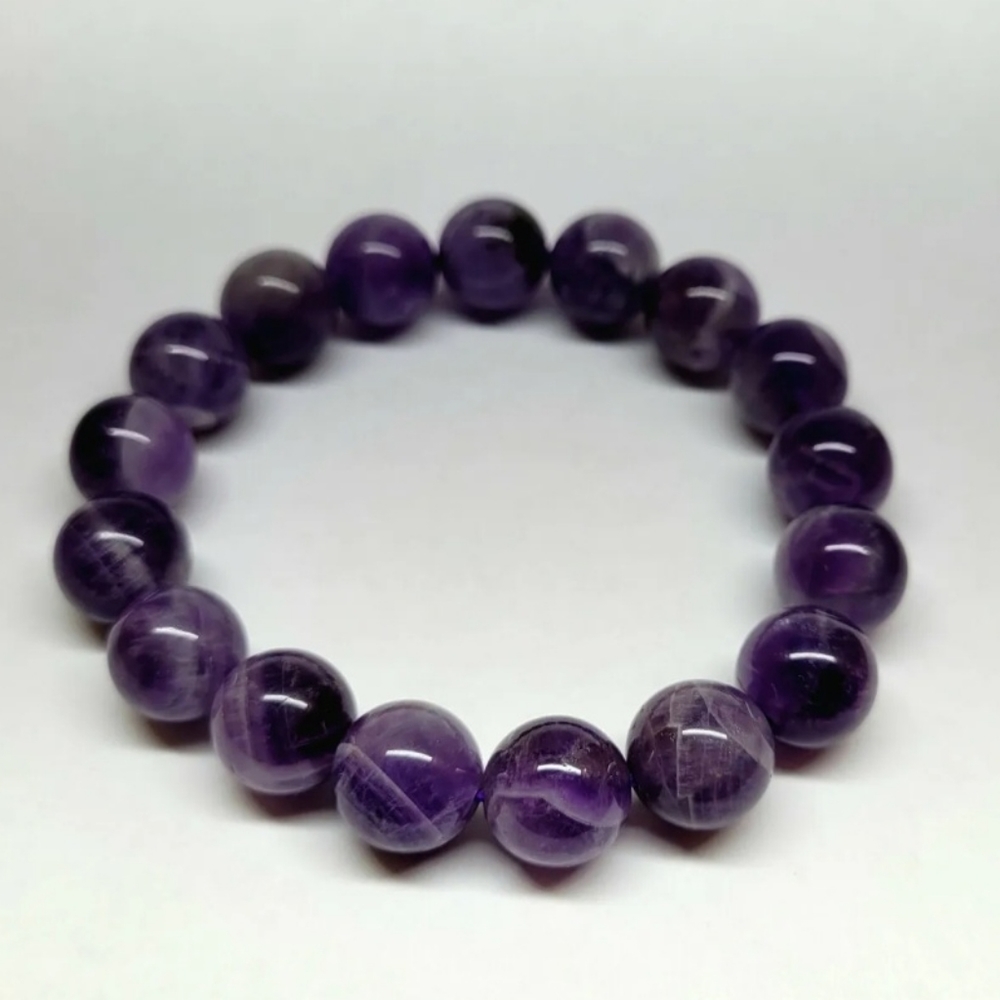 8mm - Natural Stone Purple Amethysts bracelet round bead gemstone - Picture 3 of 3